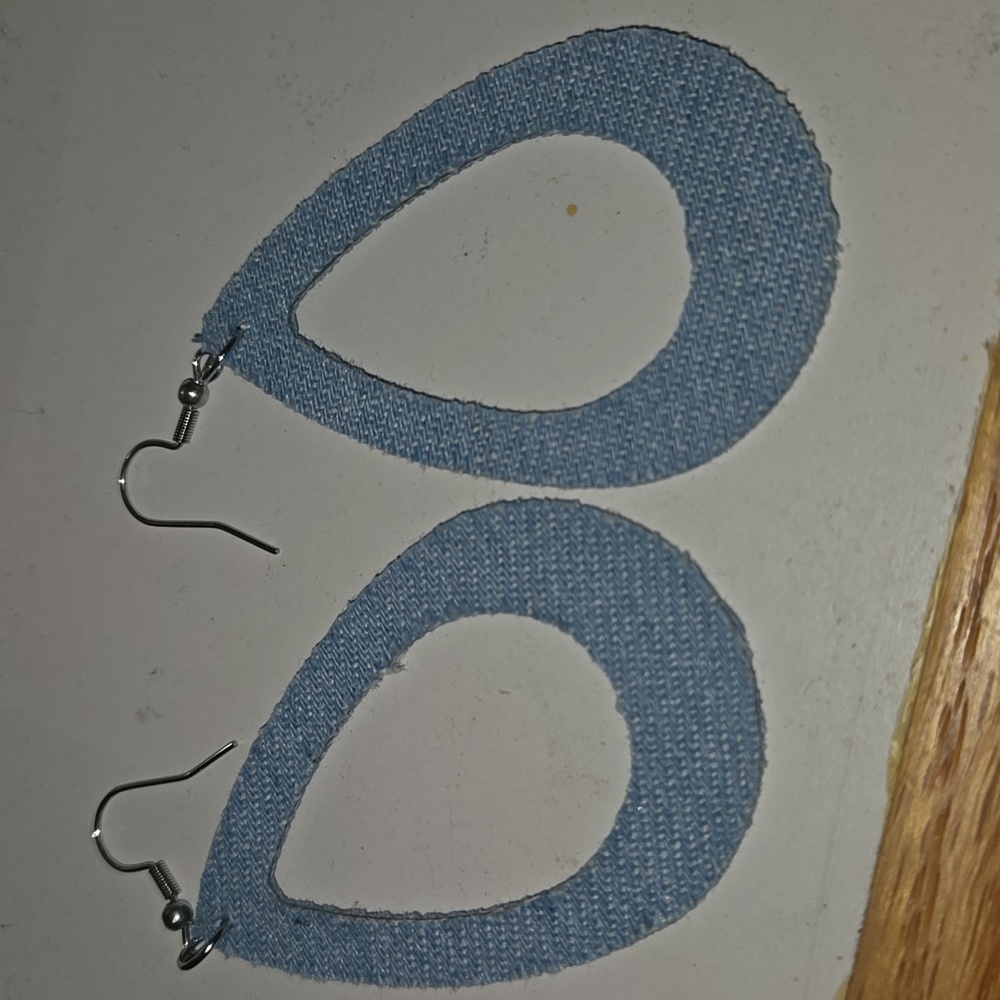 Set of 4 earrings. Blue Jean - Picture 4 of 5